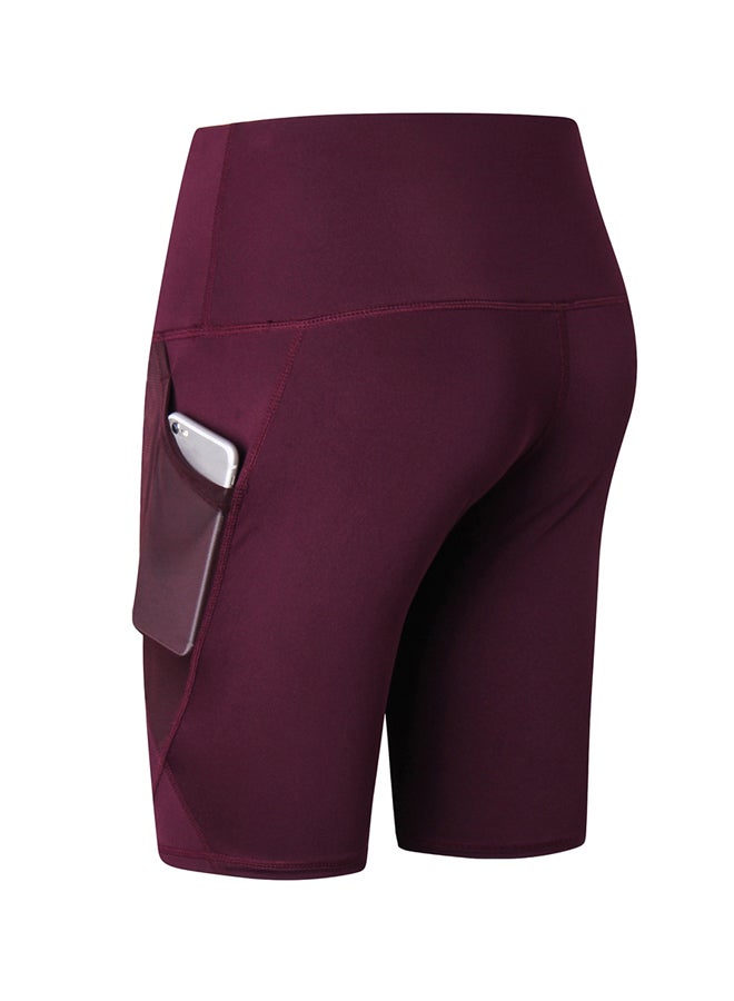 Sports Yoga Short Training Pants Burgundy  - Image 2