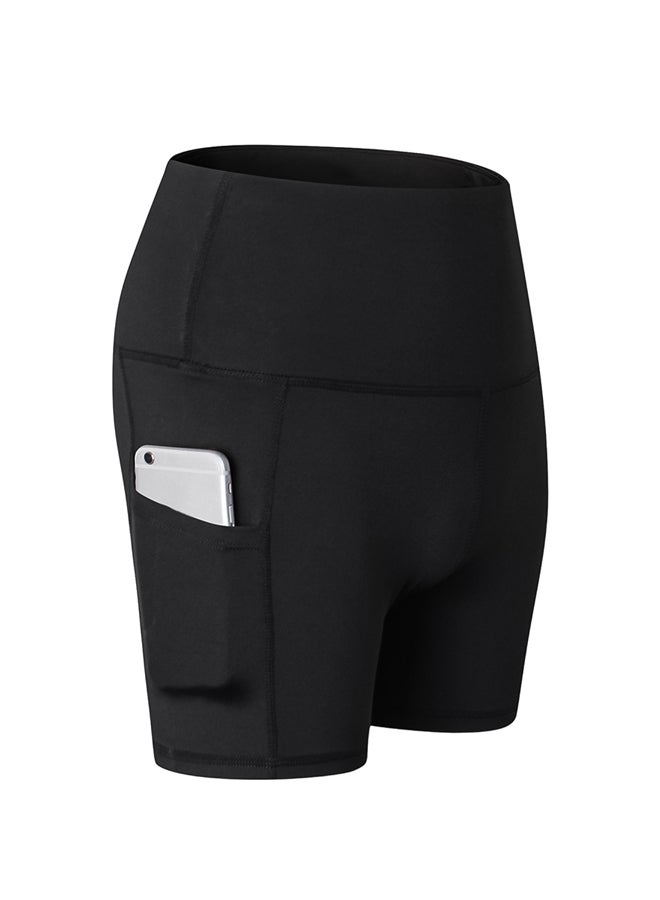 Generic Stretchable High Waist Yoga Short Pants Black  - Image 2