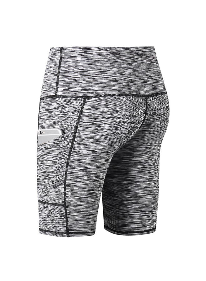 Generic - Stretchable High Waist Yoga Short Pants Light Grey - Image 1