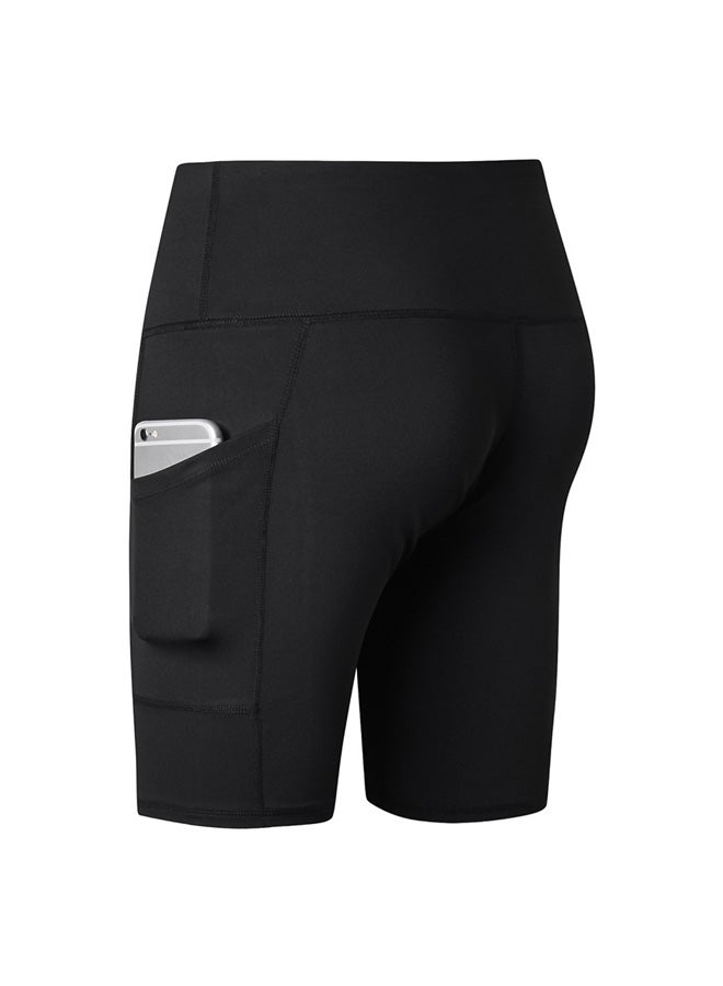 Stretchable High Waist Yoga Short Pants Black  - Image 2
