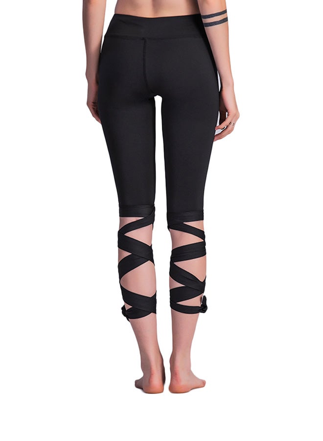 Lace Up Ballet Dancing Leggings Black - Image 2