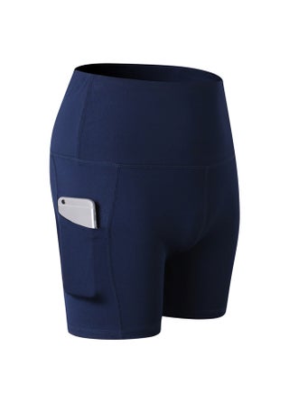 Stretchable High Waist Yoga Short Pants Dark Blue - v1558945254/N26061984V_1
