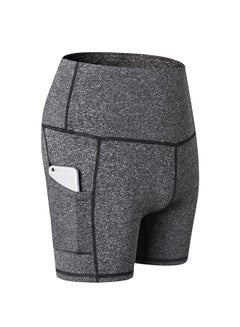 Stretchable High Waist Yoga Short Pants Dark gray