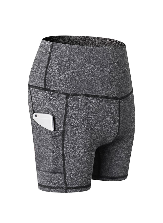 Generic - Stretchable High Waist Yoga Short Pants Dark gray - Image 1
