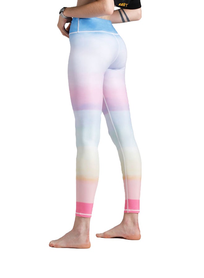 Printed High Waist Skinny Sport Yoga Pants White  - Image 2