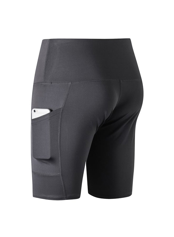 Generic - Stretchable High Waist Yoga Short Pants Grey - Image 1