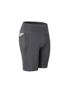 Stretchable High Waist Yoga Short Pants Grey