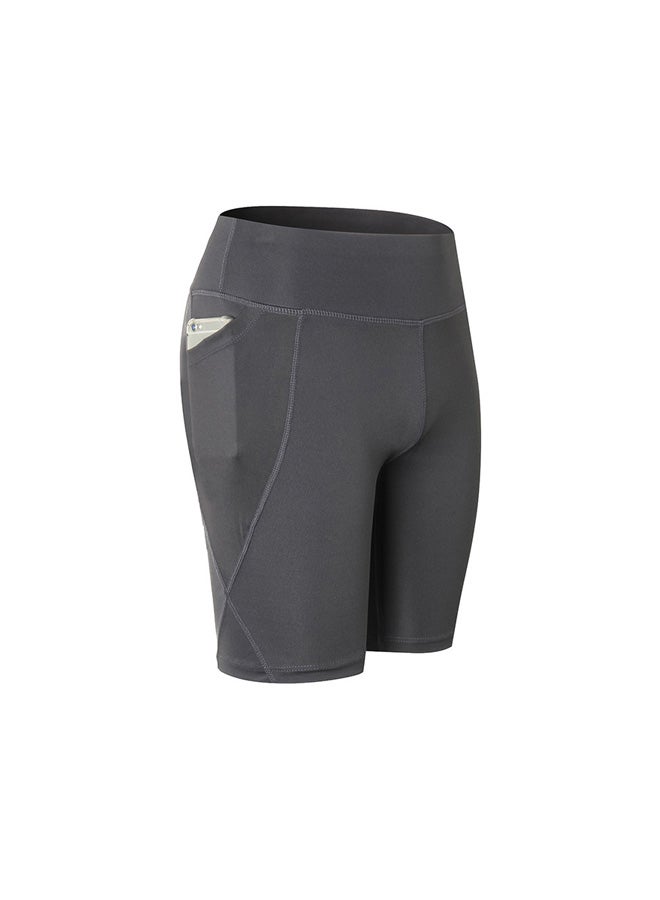 Generic - Stretchable High Waist Yoga Short Pants Grey - Image 1