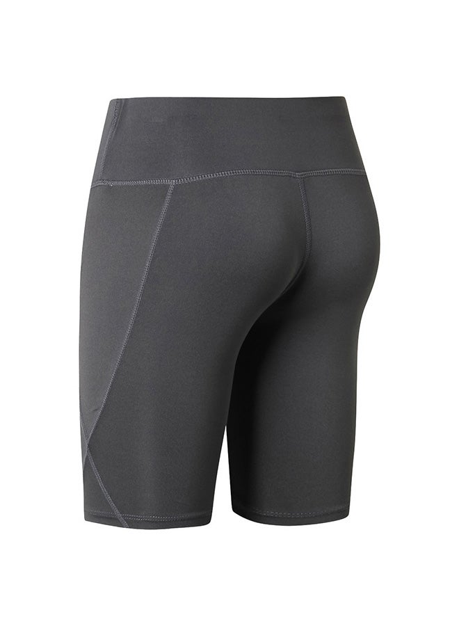 Generic - Stretchable High Waist Yoga Short Pants Grey - Image 1