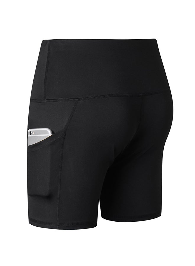 Generic Stretchable High Waist Yoga Short Pants Black  - Image 3