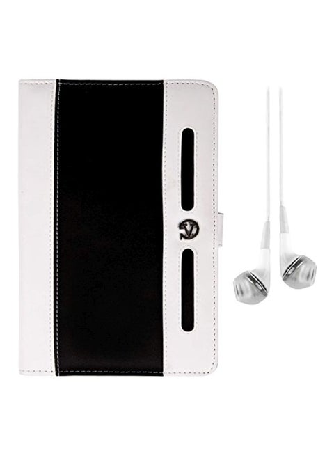 Portfolio Case For Azend Group Corp Envizen V7023D/Dragon Touch Y88x And Y88/NeuTab N7 Tablet With Headphone White/Black