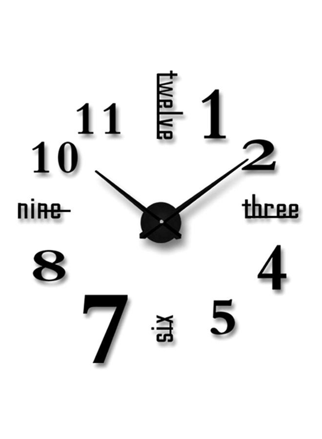 3D Silent Wall Clock Black 20x20x5cm