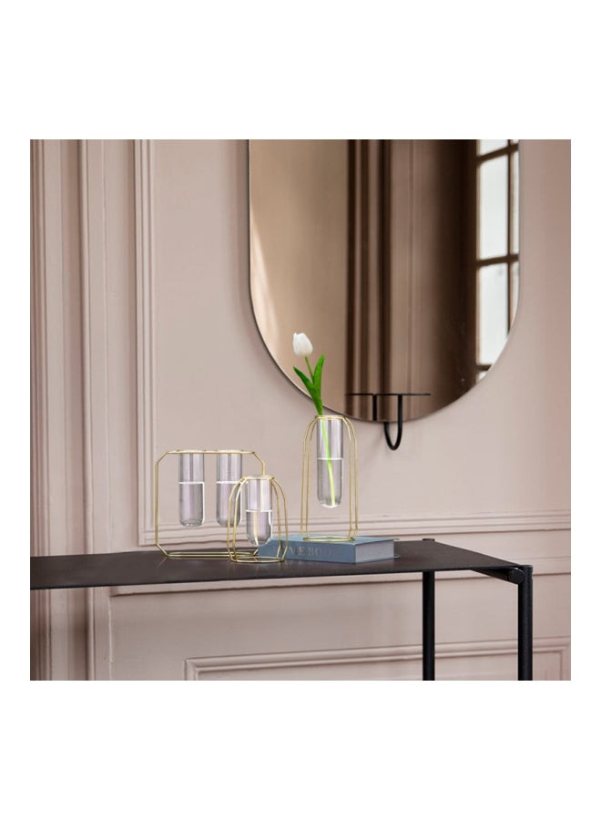 2 Set Of Glass Decorative Ins Hydroponic Vase Gold/Clear 20x22cm - Image 4
