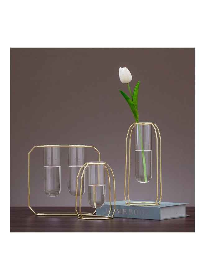 2 Set Of Glass Decorative Ins Hydroponic Vase Gold/Clear 20x22cm - Image 3