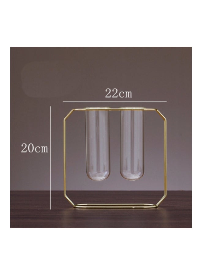 2 Set Of Glass Decorative Ins Hydroponic Vase Gold/Clear 20x22cm - Image 2