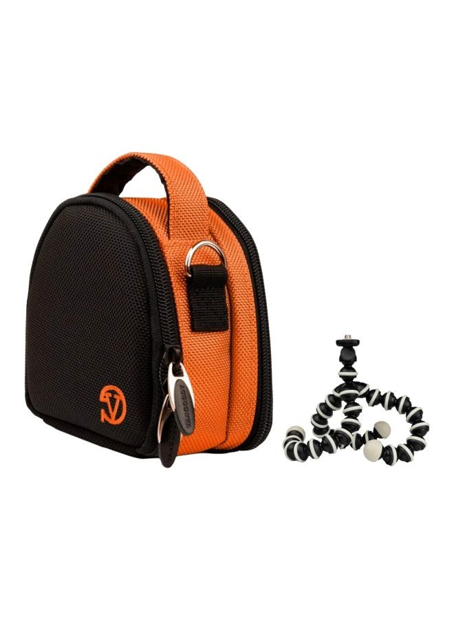 VanGoddy - Protective Carrying Case For Casio Exilim EX-Series Digital Cameras With Mini Tripod And Screen Protector Orange/Black - Image 1