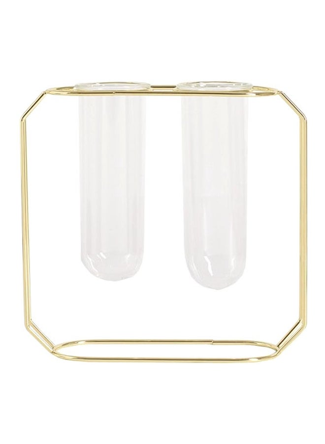 2 Set Of Glass Decorative Ins Hydroponic Vase Gold/Clear 20x22cm - Image 1