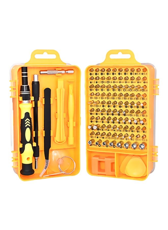 115-In-1 Watch Mobile Phone Repair Tool Screwdriver Set Yellow/Black/Silver 34x5x23cm - Image 1