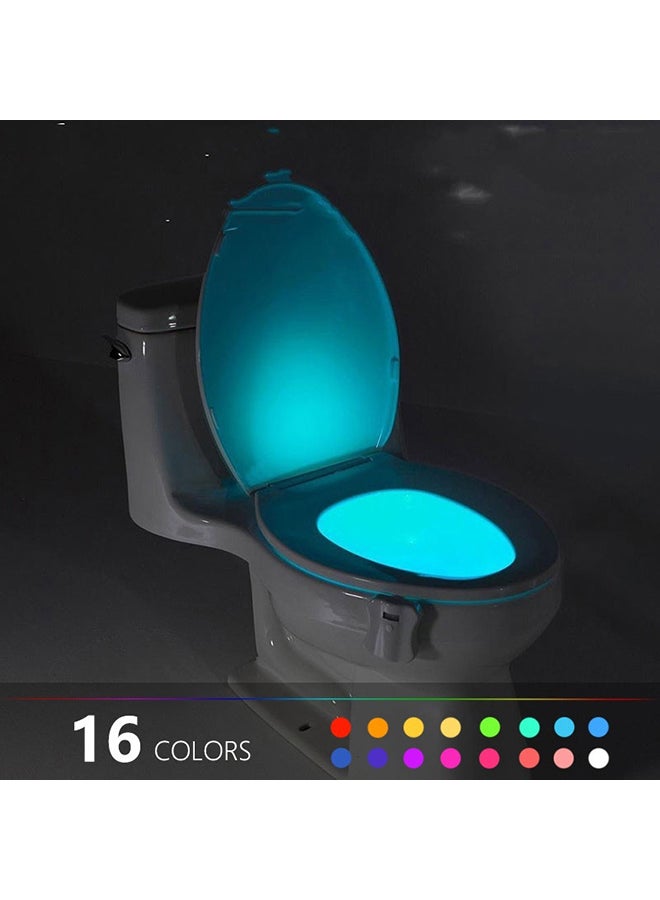 16-Pieces Led Motion Sensor Night Lamp Toilet Bowl Bathroom Light Multicolour 10x8x6cm - Image 3