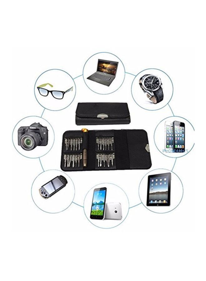 25-In-1 Screwdriver Kit Black/Silver 12x6x8cm - Image 2