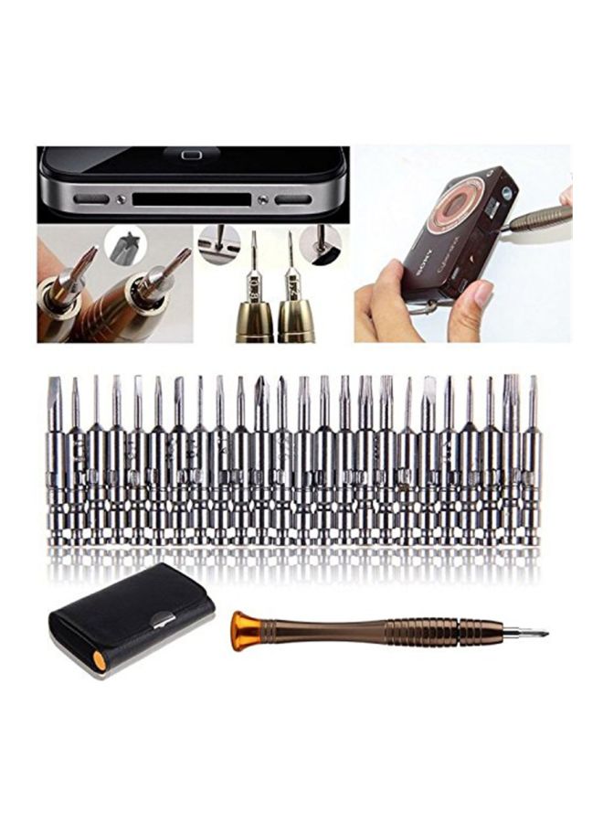 25-In-1 Screwdriver Kit Black/Silver 12x6x8cm - Image 3