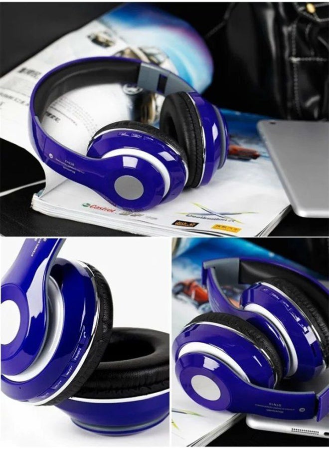 بيوينتي سماعة رأس لاسلكية توضع فوق الأذن مزودة بميكروفون أزرق - Image 3