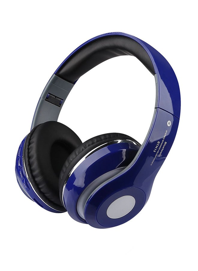 بيوينتي سماعة رأس لاسلكية توضع فوق الأذن مزودة بميكروفون أزرق - Image 1