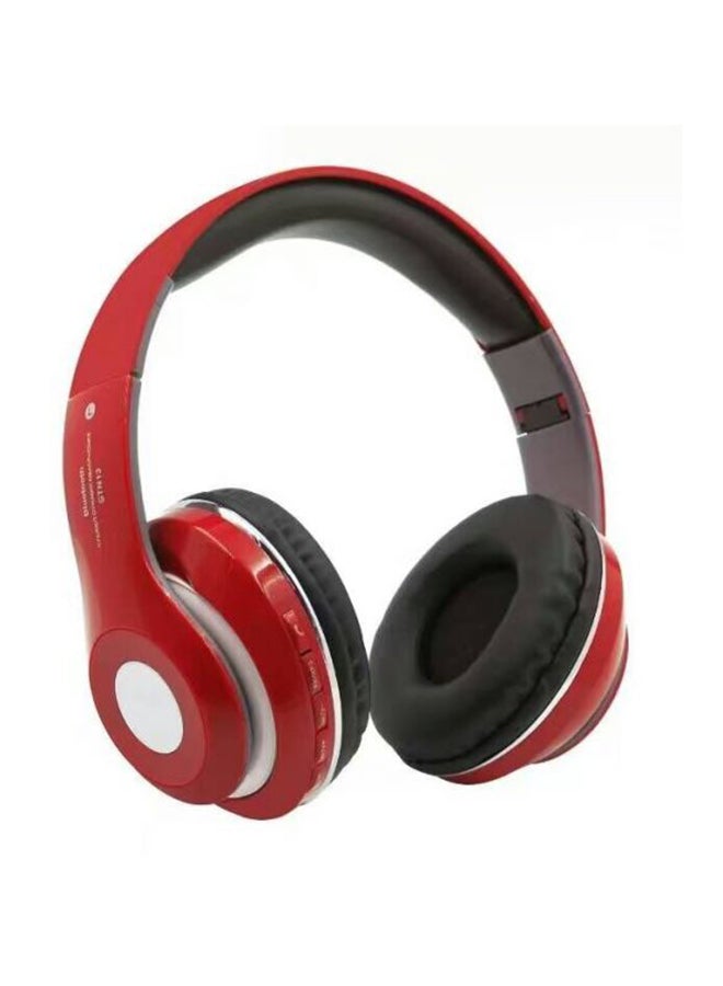 بيوينتي سماعة رأس لاسلكية توضع فوق الأذن مزودة بميكروفون أحمر