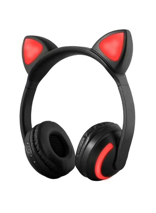 بيوينتي سماعة رأس لاسلكية توضع فوق الأذن مزودة بميكروفون أحمر وأسود - Image 1