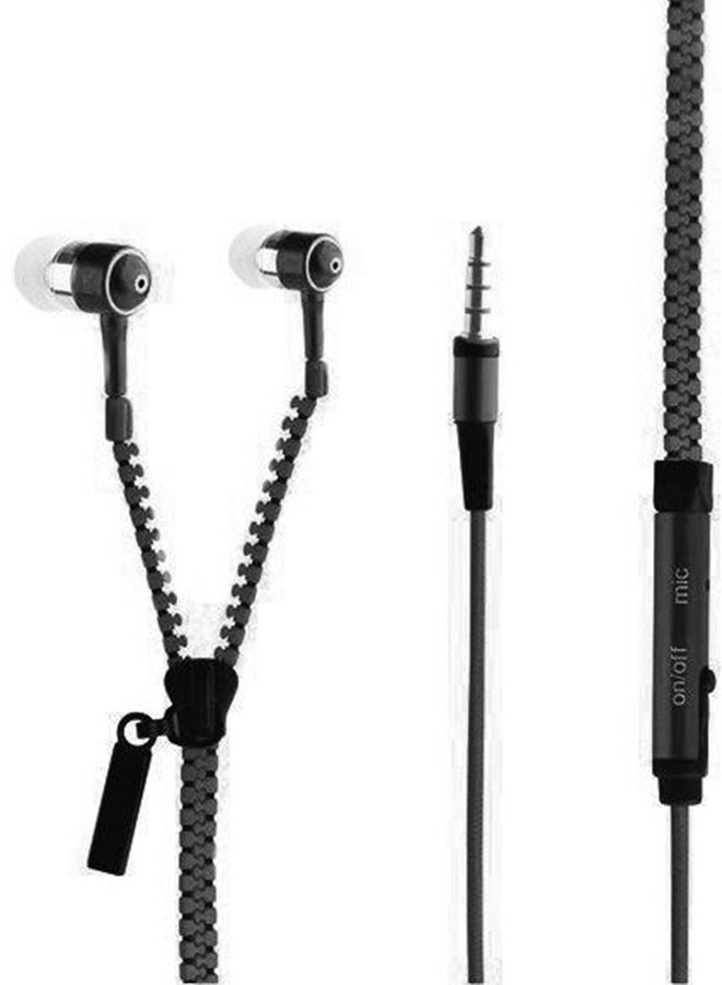 Beauenty 3.5mm In-Ear Zipper Earphone With Mic Black