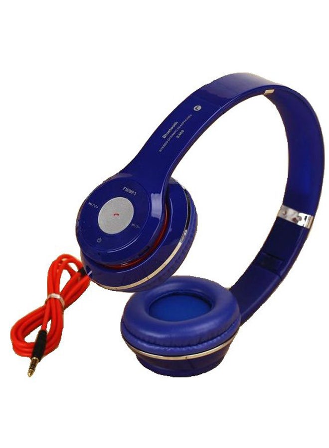 بيوينتي سماعة رأس لاسلكية توضع فوق الأذن مزودة بميكروفون أزرق - Image 3