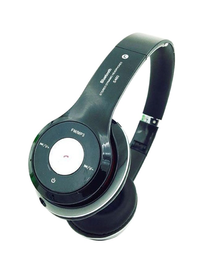 بيوينتي سماعة رأس لاسلكية توضع فوق الأذن مزودة بميكروفون أسود