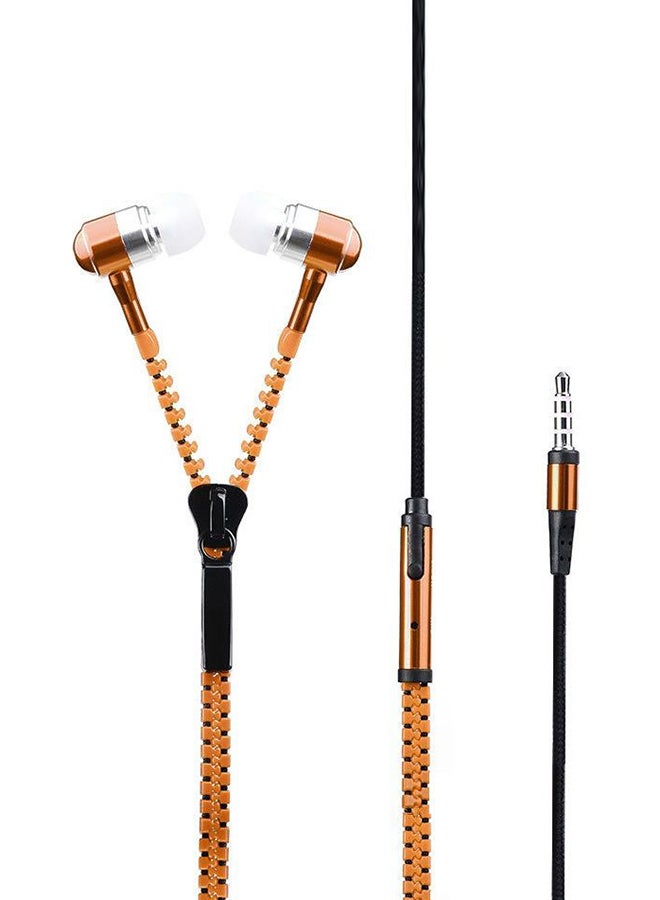 Beauenty 3.5mm In-Ear Zipper Earphone With Mic Orange 