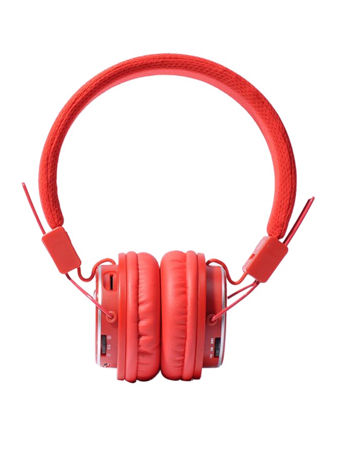 بيوينتي سماعة رأس لاسلكية توضع فوق الأذن مزودة بميكروفون أحمر