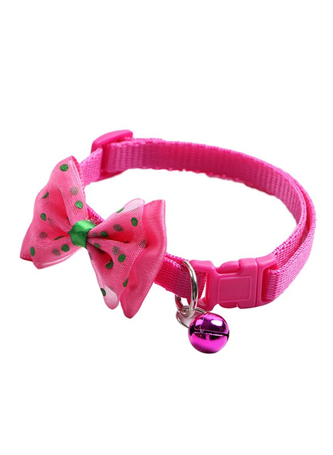 Bluelans Dot Print Bowknot Pet Collar With Bell Adjustable Necklace Pink
