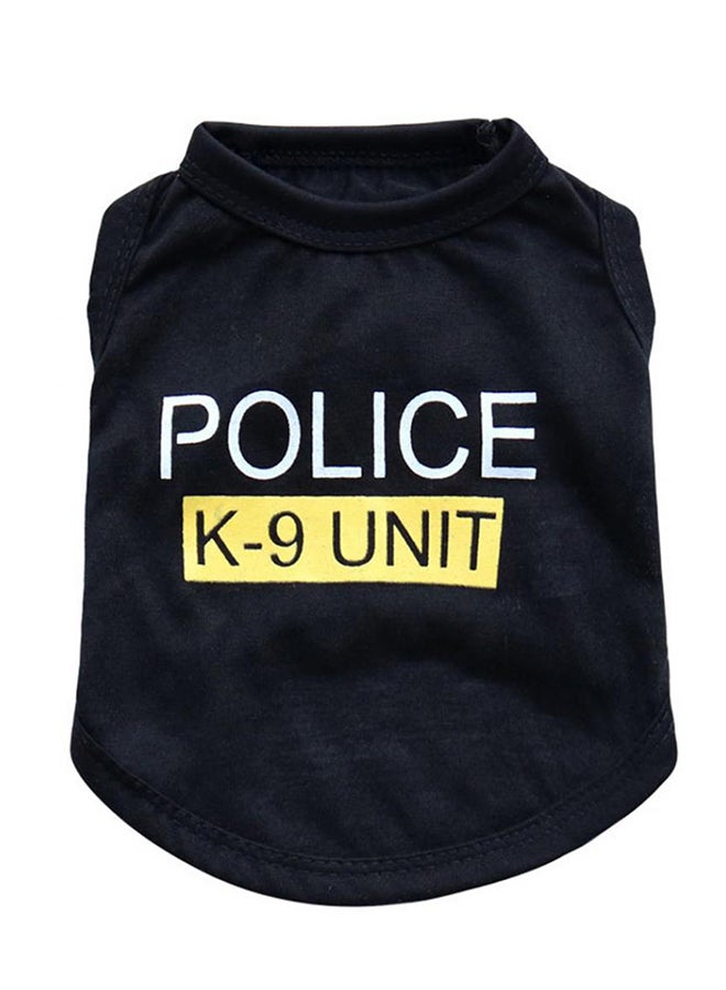 بلولانز تيشرت صيفي للكلاب الصغيرة بتصميم سترة فيست مزينة بكلمة "Police" أسود - Image 1