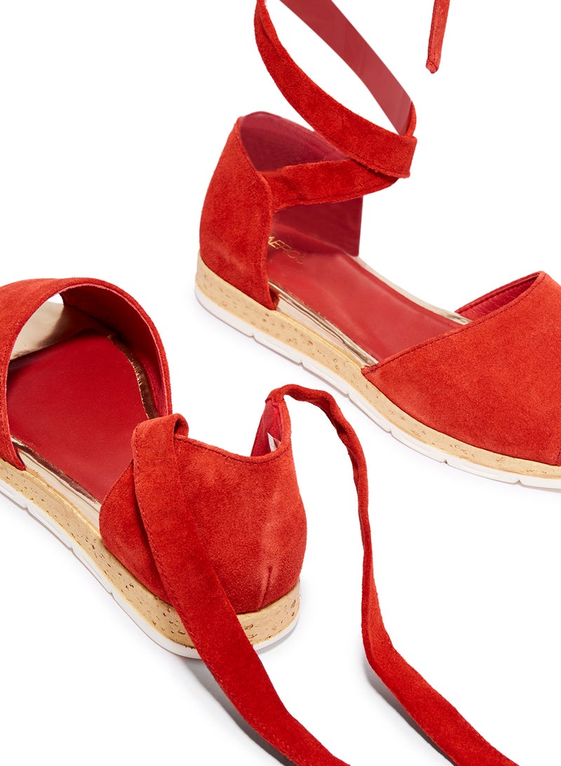 AEROSOLES Lace Up  Sandals Red  - Image 4