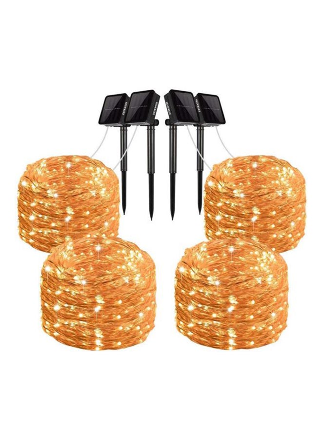 بيوينتي 4 قطع من شريط إضاءة يعمل بالطاقة الشمسية مكون من 200 مصباح LED أصفر 9x13سم - Image 1