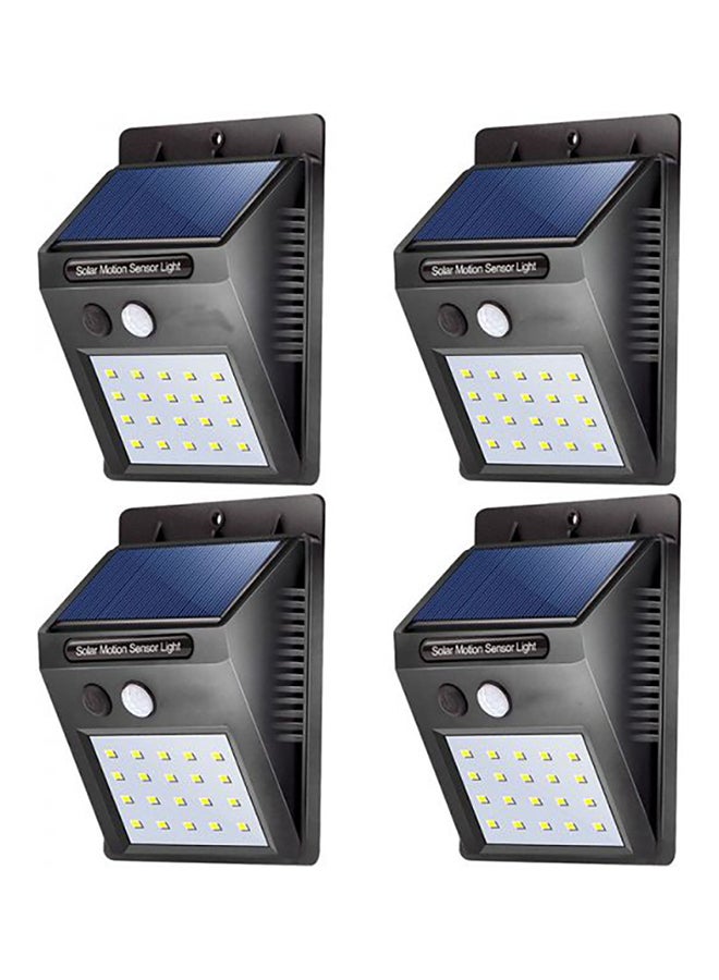 Beauenty - 4-Piece 20 LED Solar PIR Motion Sensor Outdoor Night Wall Lamp Black/White 10x12cm - Image 1