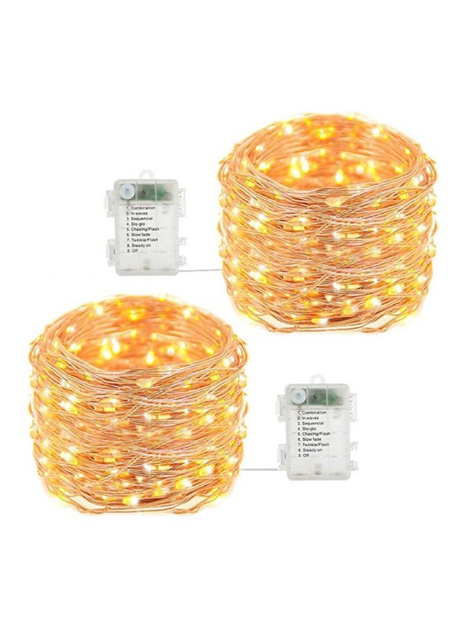 Beauenty 2 Pack 50 LED Waterproof Battery Operated Fairy Twinkle String Light Yellow 16x16cm  - Image 1