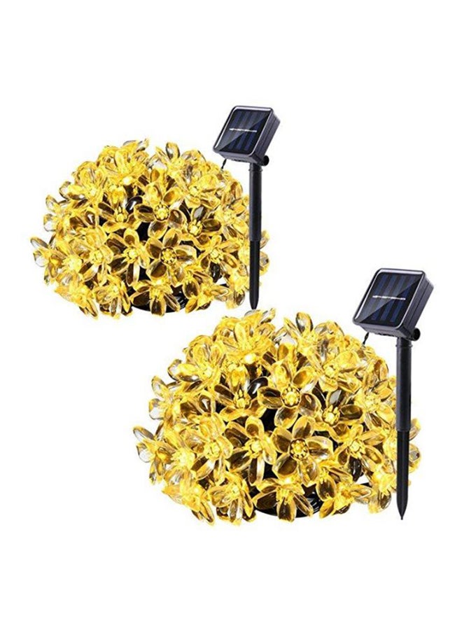 بيوينتي حبل إضاءة يعمل بالطاقة الشمسية من 50 لمبة LED، عبوة من قطعتان أصفر 10x13سم - Image 1