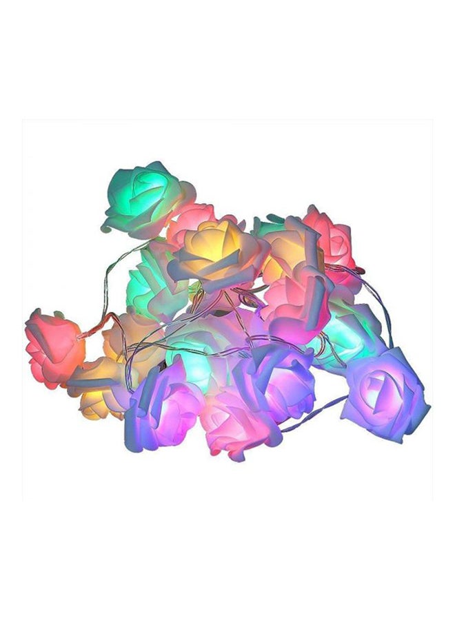 بيوينتي حبل إضاءة يعمل بالبطارية مكون من 20 مصباح LED على شكل زهور متعدد الألوان 4x15سم