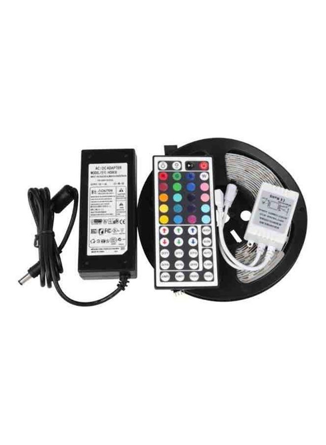 شريط بإضاءة LED متعددة الألوان مع جهاز تحكم عن بعد وملحقات أسود/فضي 5متر