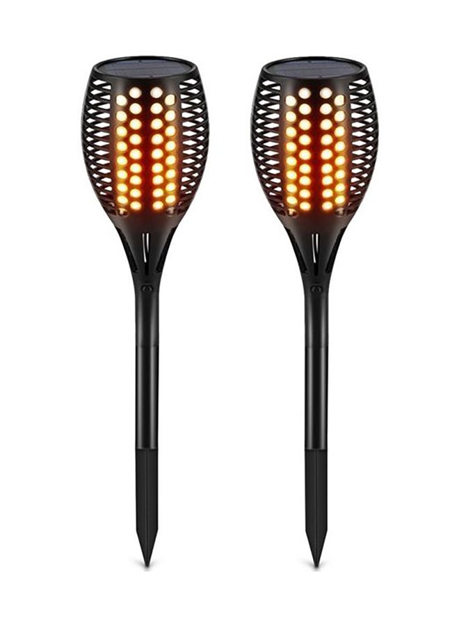بيوينتي طقم مصابيح LED للحديقة بنمط وميض لهب يعمل بالطاقة الشمسية من قطعتين أسود 13 x 35سم  - Image 1