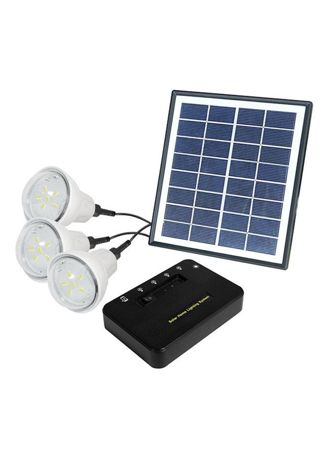 Beauenty 3-Bulb Solar Panel Home Lighting System White/Blue/Black 