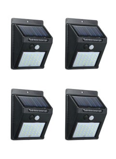 Set Of 4 Solar Power Pir Motion Sensor Wall Light White 4x24cm