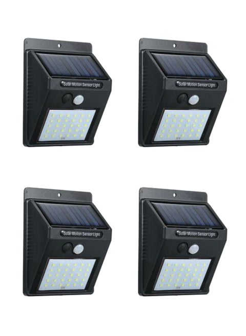 Set Of 4 Solar Power Pir Motion Sensor Wall Light White 4x24cm