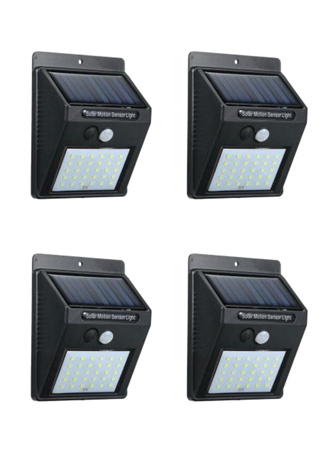 Beauenty - Set Of 4 Solar Power Pir Motion Sensor Wall Light White 4x24cm - Image 1