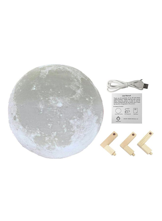 Beauenty 3D Printed Moon Lamp USB Rechargeable Night Light White 23x21cm - Image 1