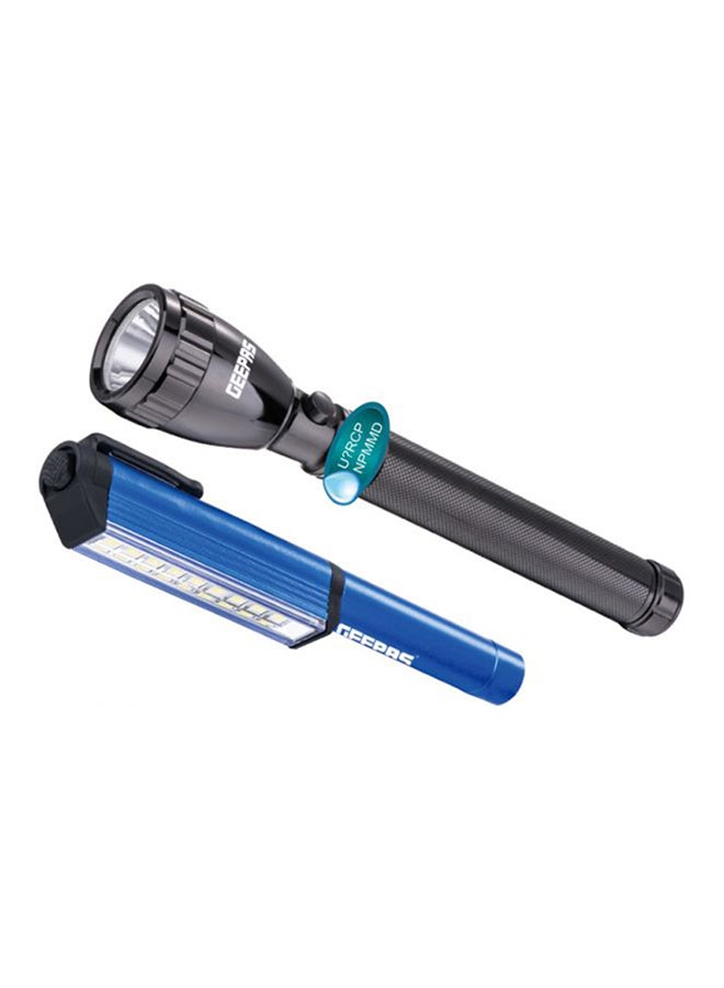 طقم مصباح طوارئ يدوي LED قابل للشحن 2 في 1 أبيض 6x15سم